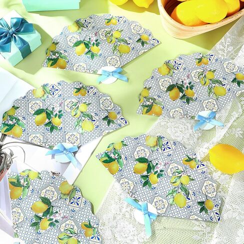 60 Pcs Capri Plastic Hand Fans with Bow Bulk Wedding Favor Fans for Guests Gifts Plastic Capri Lemon Handheld Decorations for Mediterranean Bridal Shower Bridesmaid Party in Saudi Arabia