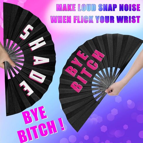 Amyhill Rave Fan 2 Packs Large Folding Hand Fan Festival Fan Bamboo Chinese Iconic Fan with Voice for Men and Women Party Performance, Dance, Decorations, Gift, 13 Inch (Modern Style) in Saudi Arabia