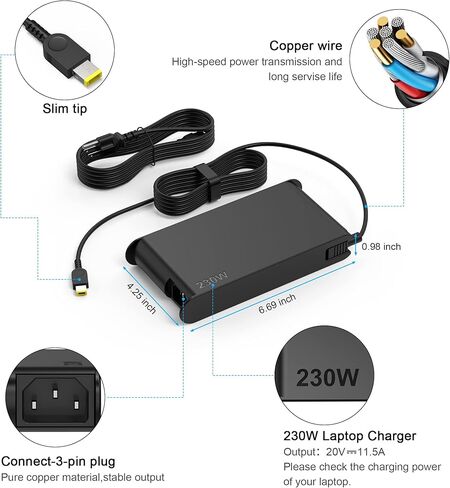 أحدث محول Slim 20v 6.75a 135W AC مناسب لـ Lenovo ThinkPad X1 P1 P15V T15P ThinkPad T440P T470P T540P IDEPAD 3 700 L340 LEGION Y50 Y520 Y530 Y7000P ADL13NDC3A ADL135NDC2A in Kuwait