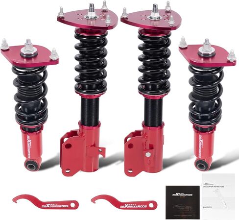 MaxPeedingrods Coilovers لـ Subaru WRX 2015-2021 ، ل WRX STI 2005-2021؟ ارتفاع قابلة للتعديل الكامل ، مجموعة التعليق ، دعامات امتصاص الصدمات المسبقة مسبقًا ، مجموعة مخفضة اللون الأحمر. in Saudi Arabia