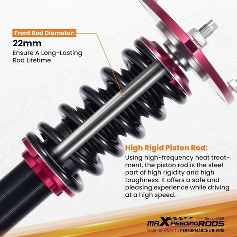 MaxPeedingrods Coilovers لـ Subaru WRX 2015-2021 ، ل WRX STI 2005-2021؟ ارتفاع قابلة للتعديل الكامل ، مجموعة التعليق ، دعامات امتصاص الصدمات المسبقة مسبقًا ، مجموعة مخفضة اللون الأحمر. in Saudi Arabia
