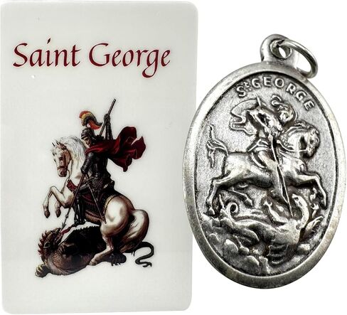 Westmon Works St George Medal مجموعة المعدن الإيطالي مع بطاقة الصلاة المقدسة في إنجلترا in Saudi Arabia