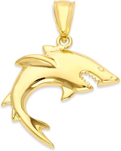 14k Real Solid Gold Shark Pendant for Necklace, Beach Jewelry Ocean Gifts for Surfers in Saudi Arabia