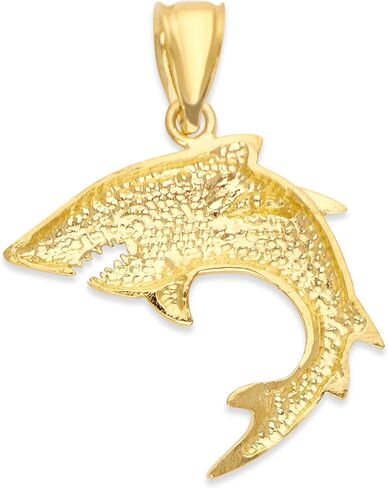 14k Real Solid Gold Shark Pendant for Necklace, Beach Jewelry Ocean Gifts for Surfers in Saudi Arabia