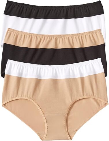 Comfort Choice Plus Size Full Coverage Stretch Cotton Color Block Brief 3-Pack in Kuwait