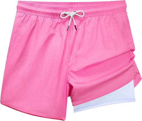 Brisira Mens Swim Trunks Neon 5 "بدلة السباحة ضغط بطانة نايلون سروال شورت شاطئ السباحة ملابس السباحة الجيوب الجافة السريعة in Kuwait