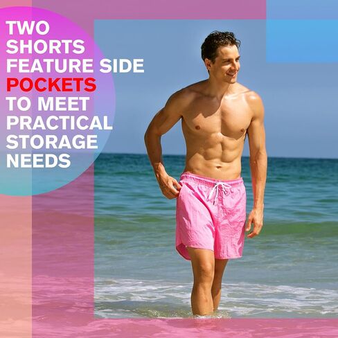 Brisira Mens Swim Trunks Neon 5 "بدلة السباحة ضغط بطانة نايلون سروال شورت شاطئ السباحة ملابس السباحة الجيوب الجافة السريعة in Kuwait
