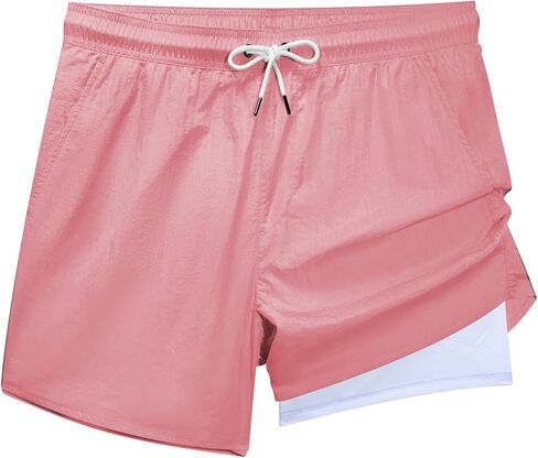 Brisira Mens Swim Trunks Neon 5 "بدلة السباحة ضغط بطانة نايلون سروال شورت شاطئ السباحة ملابس السباحة الجيوب الجافة السريعة in Kuwait