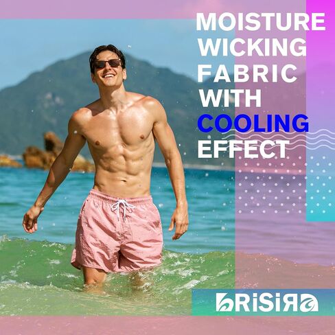 Brisira Mens Swim Trunks Neon 5 "بدلة السباحة ضغط بطانة نايلون سروال شورت شاطئ السباحة ملابس السباحة الجيوب الجافة السريعة in Kuwait