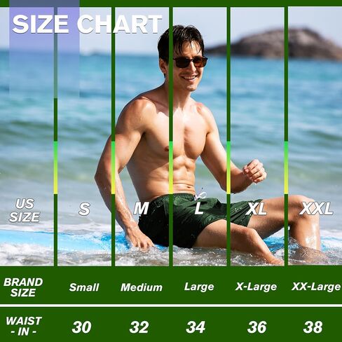 BRISIRA Mens Swim Trunks Neon 5" Bathing Suit Compression Liner Nylon Swim Shorts Beach Swimsuit Swimwear Quick Dry Pockets in Saudi Arabia