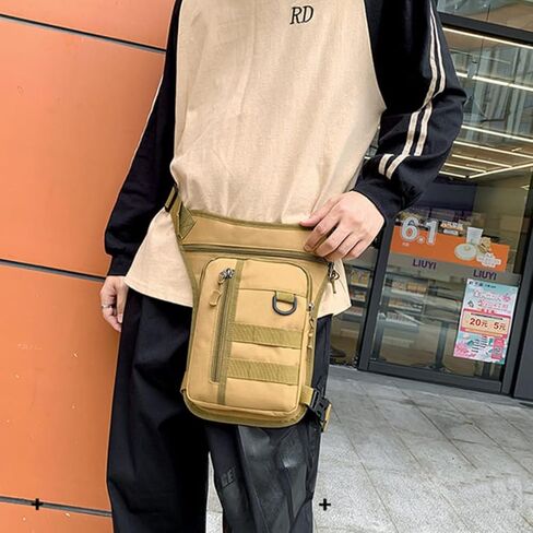 Nylon Drop Leg Bag Motorcycle Bike Thigh Bag Military Tactical Ride Cross Crossbody Pack Cycling Hiking Waist Pouch Digital Camouflage in Saudi Arabia