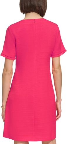 Tommy Hilfiger Women's Fringe Detail Hopsack Fabric Dress, Magenta in Saudi Arabia