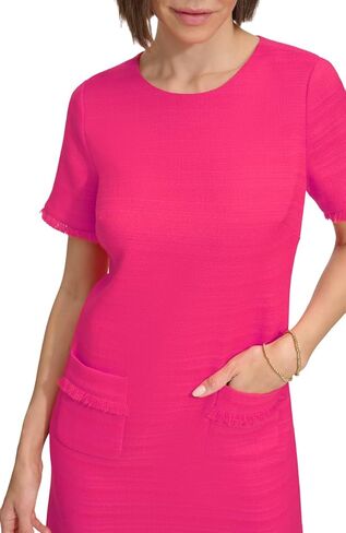 Tommy Hilfiger Women's Fringe Detail Hopsack Fabric Dress, Magenta in Saudi Arabia