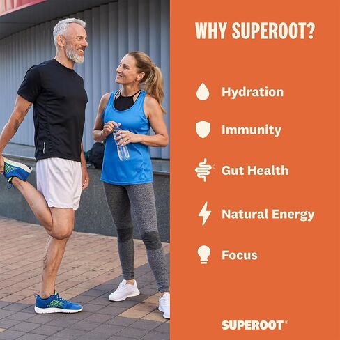 SUPEROOT® 100% طبيعي للتخلص من السموم وإلكتروليتات المناعة (الغازية) | نكهة الزنجبيل والحمضيات | فيتامين ج ومعادن المحيطات العميقة ومضادات الأكسدة | الطاقة والترطيب | 0 السكر المضاف | خالي من الكافيين | 30 حصة in Saudi Arabia
