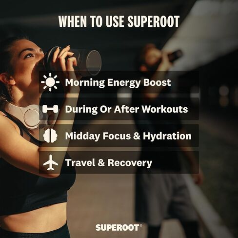 SUPEROOT® 100% طبيعي للتخلص من السموم وإلكتروليتات المناعة (الغازية) | نكهة الزنجبيل والحمضيات | فيتامين ج ومعادن المحيطات العميقة ومضادات الأكسدة | الطاقة والترطيب | 0 السكر المضاف | خالي من الكافيين | 30 حصة in Saudi Arabia