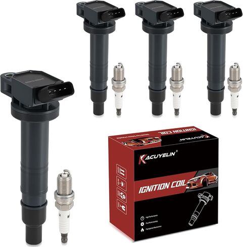 حزمة لفائف الاشتعال UF495 و Iridium Platinum Sparks مجموعة من 4 متوافقة مع Toyota Camry 2006-2011 ، 2009-2012 Matrix ، 2007-2008 Solara ، V6 2.4L L4 in Saudi Arabia