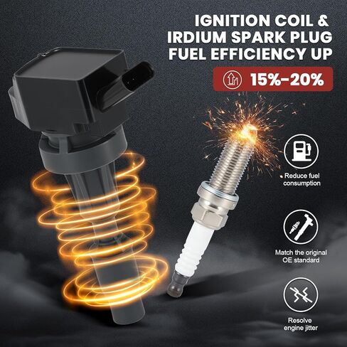 UF764 Ignition Coil Pack and Iridium Spark Plugs Set of 4 Compatible with Hyundai Sonata Tucson Kia Optima Sorento Genesis G80 G90 2015-2022 2.0L 2.4L Replaces#IC871, 49138 in Kuwait