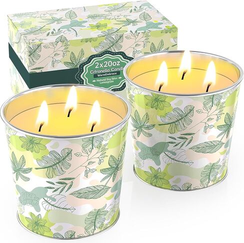 شمعة Warmembrace Citronella في الهواء الطلق والداخلية ، 40 أوقية شمعة السترونيلا كبيرة 200H حرق طويل الأمد ، شمع فول الصويا الطبيعية الطويلة ، فول الصويا ، 3-wick للفناء ، الحديقة ، الفناء الخلفي ، التخييم ، الطهي in Kuwait
