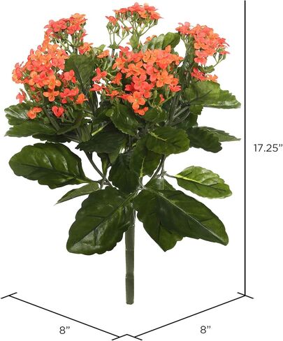 Vickerman Everyday Artificial Orange Kanachoe Bush 15" Long - Premium Faux Floral Decor for Wedding or Everyday Arrangements - Maintenance Free Flowers in Saudi Arabia