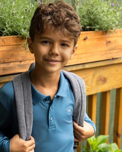 Memoi Boys Silky Soft Dri-Effect Moisture Wicking Long Sleeve Polo Shirt in Saudi Arabia