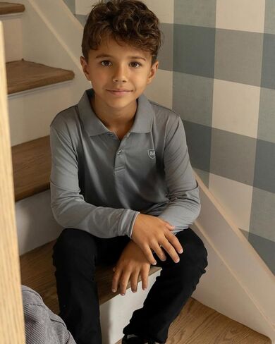 Memoi Boys Silky Soft Dri-Effect Moisture Wicking Long Sleeve Polo Shirt in Saudi Arabia