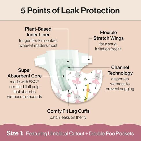 شركة صادقة حفاضات نظيفة واعية | نباتي ومستدام | شاحنات كبيرة + الموز | صندوق النادي، مقاس 5 (+27 رطلاً)، 50 قطعة in Kuwait