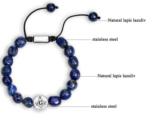 AMITER Masonic Bracelets for Men, Natural Stone Beaded Bracelets Personalized Gift for Freemason in Saudi Arabia
