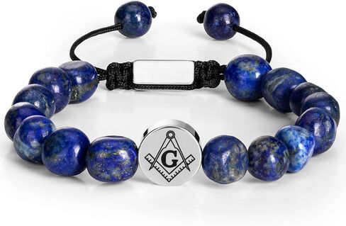 AMITER Masonic Bracelets for Men, Natural Stone Beaded Bracelets Personalized Gift for Freemason in Saudi Arabia