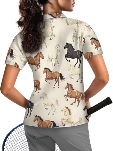 Womens Golf Shirt Shirt Sleeve Zip Up Tennis Athletic Collared Dorts Top Quick Dry Activewear بالإضافة إلى حجم XS-2XL in Kuwait