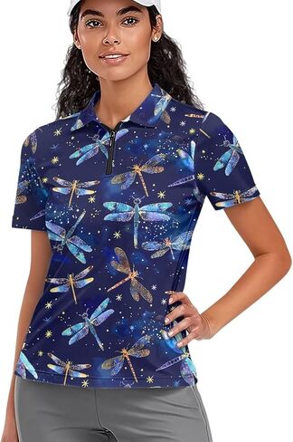 Womens Golf Shirt Short Sleeve Zip Up Tennis Athletic Collared Shirts Summer Workout Top Quick Dry Activewear XS-2XL in Kuwait