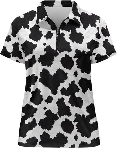 Womens Golf Shirt Short Sleeve Zip Up Tennis Athletic Collared Shirts Summer Workout Top Quick Dry Activewear XS-2XL in Kuwait