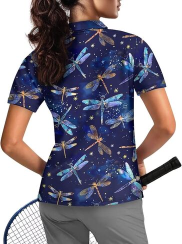 Womens Golf Shirt Short Sleeve Zip Up Tennis Athletic Collared Shirts Summer Workout Top Quick Dry Activewear XS-2XL in Kuwait
