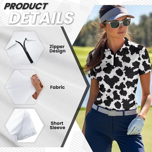 Womens Golf Shirt Short Sleeve Zip Up Tennis Athletic Collared Shirts Summer Workout Top Quick Dry Activewear XS-2XL in Kuwait