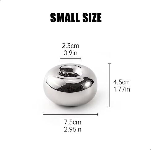 Silver Modern Doughnut Shaped Candlestick Holder, Small Decorative Taper Candle Holder for Bathtub Bedroom Livingroom in Kuwait