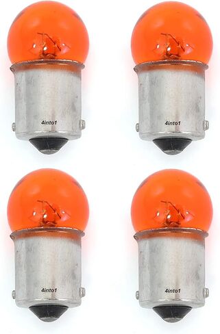 4 Pack - Mini 1156 Turn Signal Brake Light Automotive Bulbs - Single Filament - Amber BA15S in Saudi Arabia