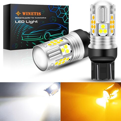 Super Bright 7443 7444 7440 7441 T20 Switchback LED Bulbs with Projector Replacement for Daytime Running Lights/DRL and Turn Signal Lights, White/Amber Anti Hyper Flash, Pack of 2 in Saudi Arabia