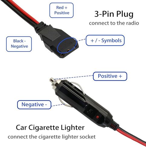 3Pin CB Radio Power Cord Cable with Stripped Ends 4.9Ft 15A Fused Power Cable for CB Ham Radios in Kuwait