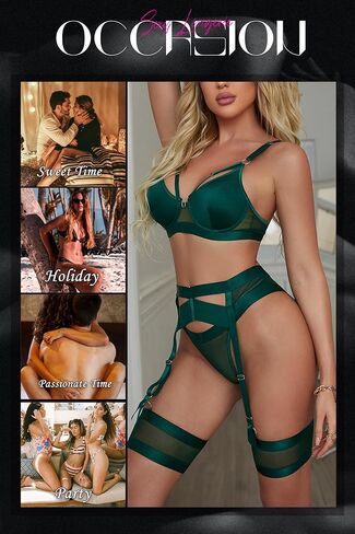 Lingerie for Women Sexy Garter Lingerie Set Underwire Strappy Corset Lingerie Push Up 5 Piece Bra Lingerie Set in Kuwait