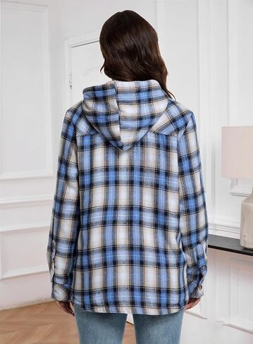 Womens Sherpa Lined Jacket Fleece Zip Up Jacket Flannel Plaid shirt jacket Full Zip Hoodies for Women in Kuwait