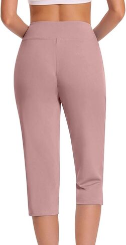 Work Pants for Women Summer High Waisted Stretchy Capris Dressy Casual Golf Capri Pants Pull On Slacks with Pockets in Kuwait