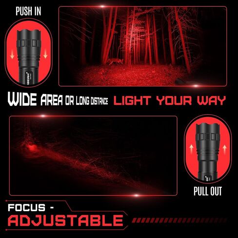 DARKBEAM Flashlight LED Green & Red Light, Powerful Redlight Portable Tactical Focusable Flashlights Water-Resistant to Keep Night Vision, for Fishing Hunting, Astrophotography, Stargazin in Saudi Arabia