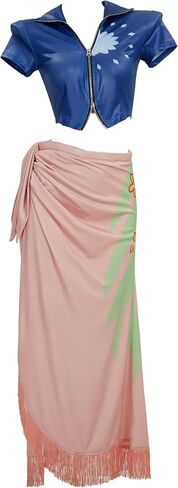 haikyuu Women Cosplay Costume Top and Wrap Skirt Decorated with Floral Pattern Tassel Halloween Anime Con in Saudi Arabia