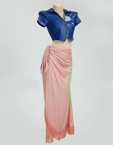 haikyuu Women Cosplay Costume Top and Wrap Skirt Decorated with Floral Pattern Tassel Halloween Anime Con in Saudi Arabia