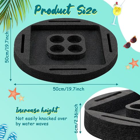 Large Floating Drink Holder Black Floating Refreshment Table Tray 5 Compartment Versatile and Portable Floating Pool Tray for Swimming Pool Accessories Hot Tub Beach and Party Decor in Saudi Arabia