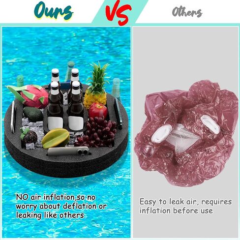 Large Floating Drink Holder Black Floating Refreshment Table Tray 5 Compartment Versatile and Portable Floating Pool Tray for Swimming Pool Accessories Hot Tub Beach and Party Decor in Saudi Arabia