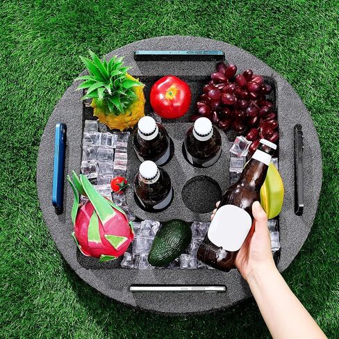Large Floating Drink Holder Black Floating Refreshment Table Tray 5 Compartment Versatile and Portable Floating Pool Tray for Swimming Pool Accessories Hot Tub Beach and Party Decor in Saudi Arabia