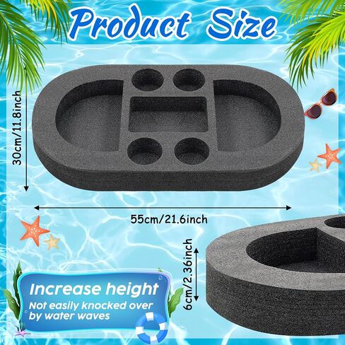 Large Floating Drink Holder Black Floating Refreshment Table Tray 5 Compartment Versatile and Portable Floating Pool Tray for Swimming Pool Accessories Hot Tub Beach and Party Decor in Saudi Arabia