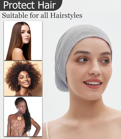 Satin Bonnet for Sleeping Night Cap, Satin Lined Silk Bonnet Large Sleep Cap for Curly Braids Hair Beanie Black Women in Kuwait