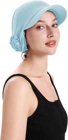 Women Chemo Beanie with Brim Visor Summer Floral Head Wraps in Kuwait