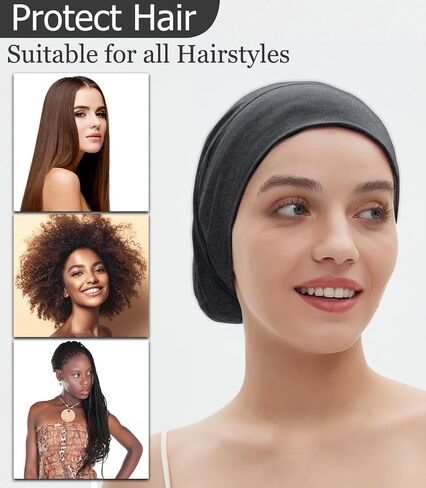 Satin Bonnet for Sleeping Night Cap, Satin Lined Silk Bonnet Large Sleep Cap for Curly Braids Hair Beanie Black Women in Kuwait